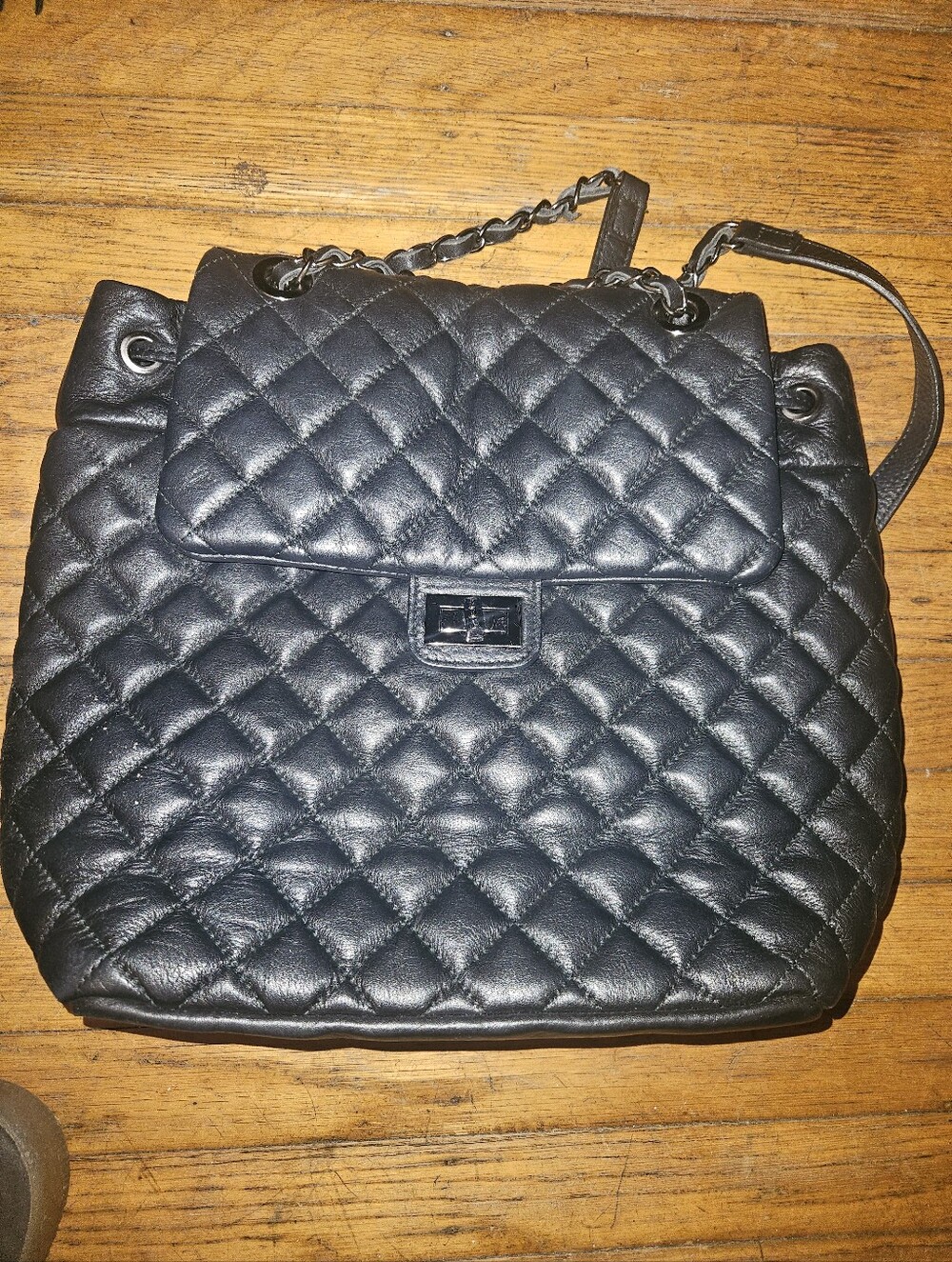 L. Credi Quilted Black Leather Shoulder Bag